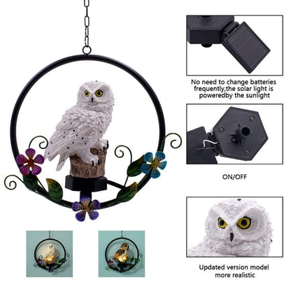 Solar Powered Garden Owl Statue Owl Gifts for Owl Lovers Waterproof Hanging Solar for Outdoor Decorative Unique Gifts for Lawn Yard Balcony