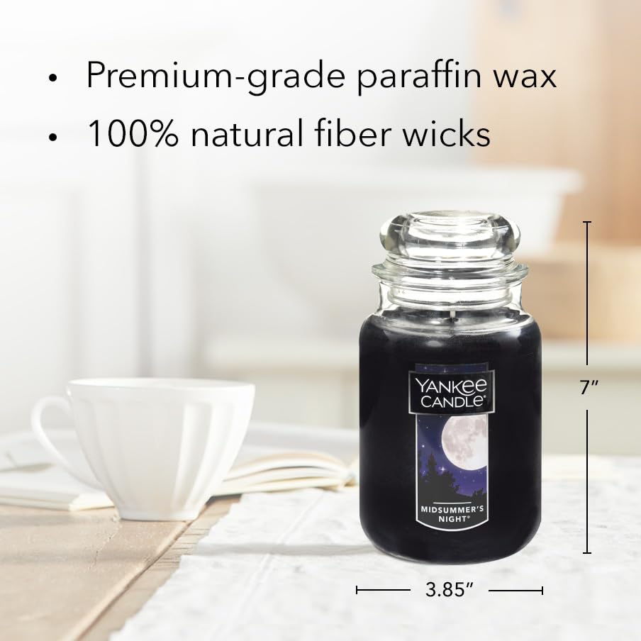 Yankee Candle Scented Candle, Midsummer's Night, Original Large Jar Candle, 110-150 Hours of Burn Time, 22 oz.