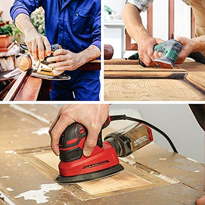 120 PCS Mouse Detail Sandpaper Sanding Sheets, Hook and Loop Sanding Pads Assorted 40/80/120/320/400/600 Grits Mouse Sander Pads for Grinding and Polishing