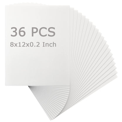 DAJAVE 36Pack 8x12 Inch Foam Core Board, 3/16(5MM) Inch Thickness White Foam Boards, Polystyrene Poster Board Foam Backing Boards for Craft, Presentations, School, Office & Art Projects