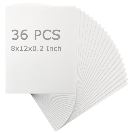 DAJAVE 36Pack 8x12 Inch Foam Core Board, 3/16(5MM) Inch Thickness White Foam Boards, Polystyrene Poster Board Foam Backing Boards for Craft, Presentations, School, Office & Art Projects