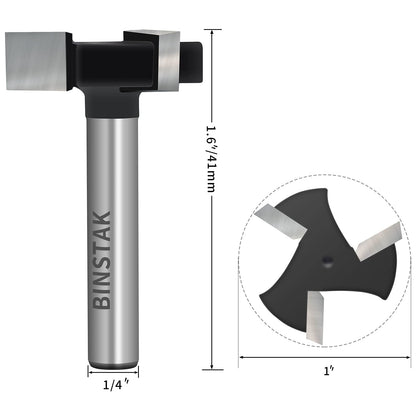 CNC Spoilboard Surfacing Router Bits, 1/4 inch Shank 1 inch Cutting Diameter, Slab Flattening Router Bit Wood Planing Planer Bit by BINSTAK (Carbide)