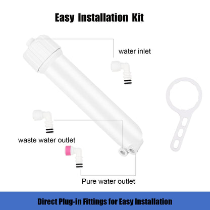 YKMGON 1812/2012 Reverse Osmosis Membrane Housing Kit with Quick-Connect Fitting,Wrench for 24-150GPD Under Sink Home Drinking RO Water Filtration System