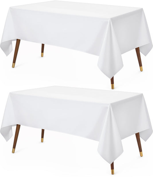 Utopia Kitchen White Rectangle Table Cloth 2 Pack [60x102 Inches] Nappe de Table Rectangulaire Machine Washable Polyester Table Cover for Dining, Picnic, Parties, Events, Weddings and Restaurants