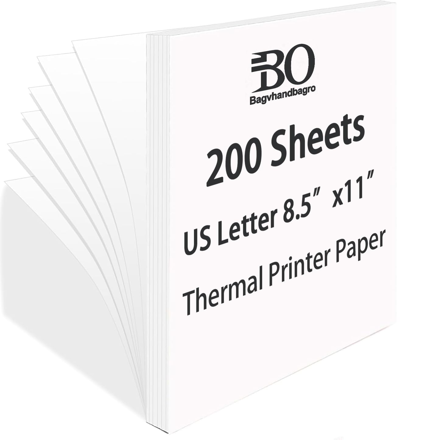 Thermal Printer Paper 8.5 x 11 Inch, 200 Sheets US Letter Size Thermal Paper, Continual Feeding Folded Printing Paper Compatible with m08F/A40 Thermal Portable Printer