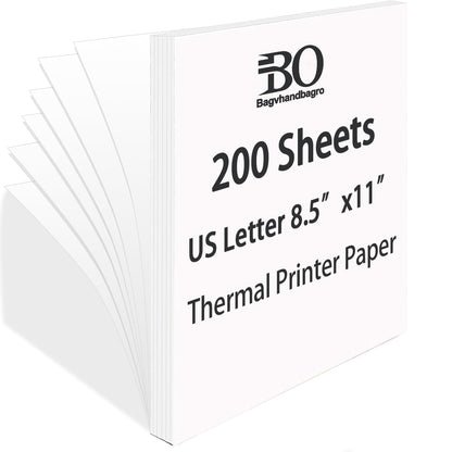 Thermal Printer Paper 8.5 x 11 Inch, 200 Sheets US Letter Size Thermal Paper, Continual Feeding Folded Printing Paper Compatible with m08F/A40 Thermal Portable Printer