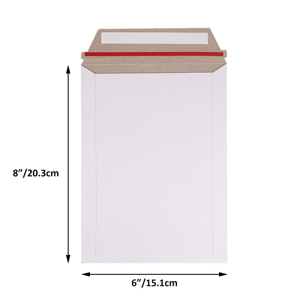 ZMYBCPACK 50 Pack 6X8 inch Self Seal Photo Document Mailers White Cardboard Envelopes White Photography Mailersfor CD, Photos, Document