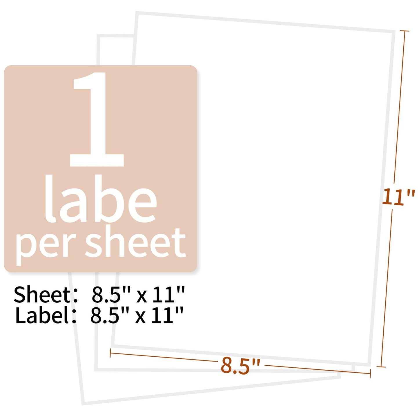 8.5" x 11" Labels, 200 Sheets Full Page Labels, Self Adhesive Shipping Address Labels Full Sheet Label Stickers Paper for Laser/Ink Jet Printer