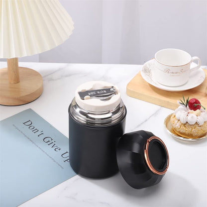 Vuzsbcmx Insulated Food Flask for Hot Food, 28 oz Insulated Food Jar with Folding Spoon and Foldable Fork, Leak Proof Double Wall Vacuum Insulated Soup Container Keep Food/Liquid Hot Or Cold