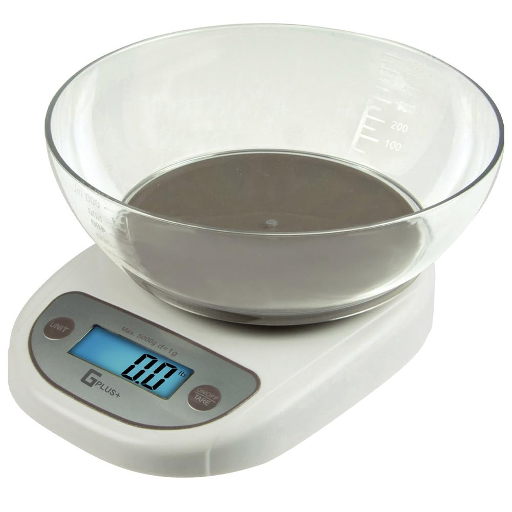 Digital Kitchen Scale with Removable Bowl, 5000g/11lb Capacity, 0.1oz Accuracy, Cooking/Baking/Weight Loss, 2 Modes, Tare Feature - Batteries Included
