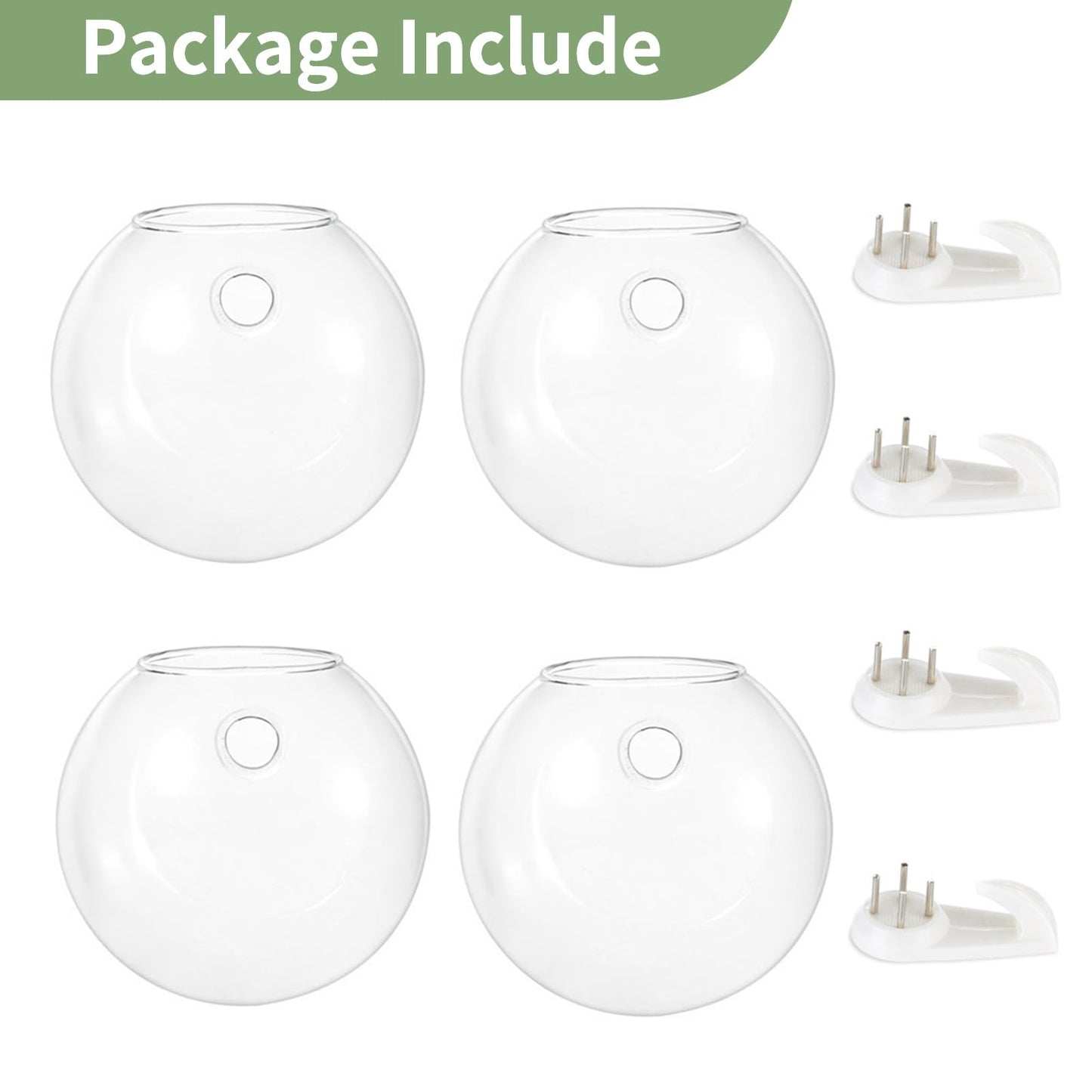NUPTIO Wall Hanging Planters Terrarium: 4Pcs Clear Glass Wall-Mounted Vases for Indoor Office Garden Living Room - Oblate Plant Pots Hydroponic Containers Propagation Stations for Flowers