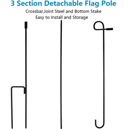 DEAYOU 4-Pack Garden Flag Stand, Yard Flag Holder for Outside, Weather-Proof Metal Lawn Flag Pole with Stoppers and Anti-Wind Clips for Banner, Outdoor, Home Decor, 35.5" H x 16.5" W