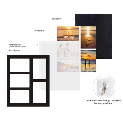 UMICAL 4x6 5-Opening Collage Picture Frame Black Wood Photo Frames for 4x6 Inch Pictures Display Made for Tabletop Stand and Wall Mounting