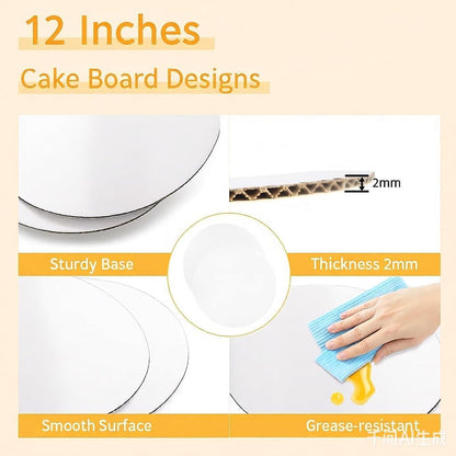 Miluoou 20pcs Cake Boxes with Cake Boards (10 Boxes & 10 Boards), 12x12x8 Inches White Bakery Box with Window, Large Baking Boxes, Square Cake Box for Multi-Layer Cakes, Cake Decorating Supplies