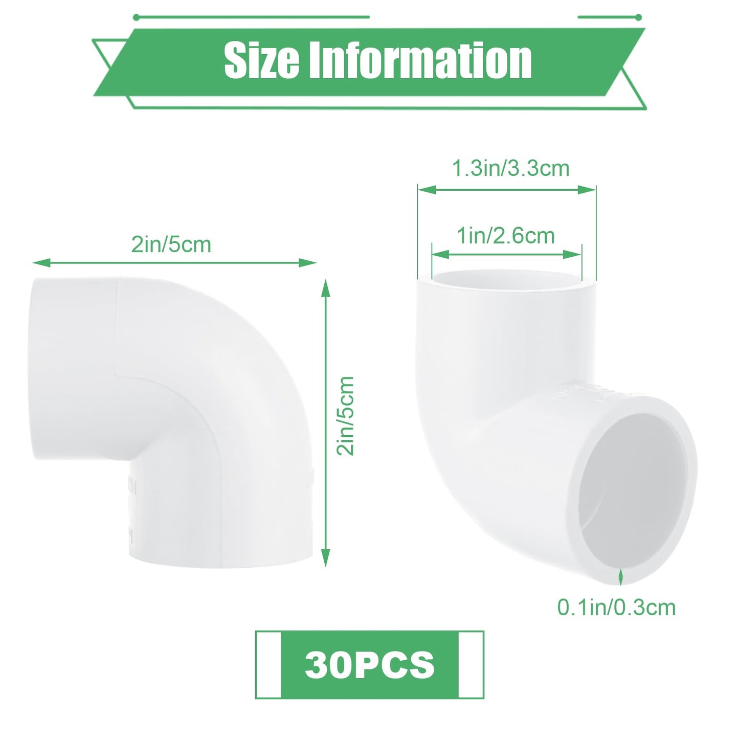 30pcs 3/4 PVC Fittings 90 Degree Elbow 2 Way PVC Pipe Fittings Right Angle Elbow PVC Adapter Furniture Build Grade PVC Pipe Adapter Fittings SCH40 PVC Corner Fittings