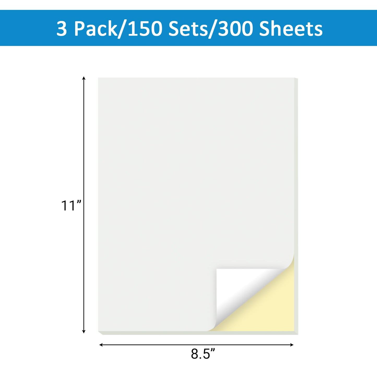 suituts 3 Pads 8.5X11 Inches Blank Carbonless Notepad, 2-Part Carbonless Memo Pad, Carbon Duplicate Copy Paper for Notes (50 Sets each Pad)