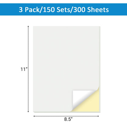 suituts 3 Pads 8.5X11 Inches Blank Carbonless Notepad, 2-Part Carbonless Memo Pad, Carbon Duplicate Copy Paper for Notes (50 Sets each Pad)
