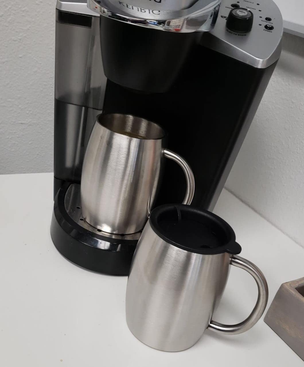 Tebery Stainless Steel Coffee Mugs with Lids Double Walled Insulated Travel Mug with Handle for Hot & Cold Drinks-14 Oz, Set of 2