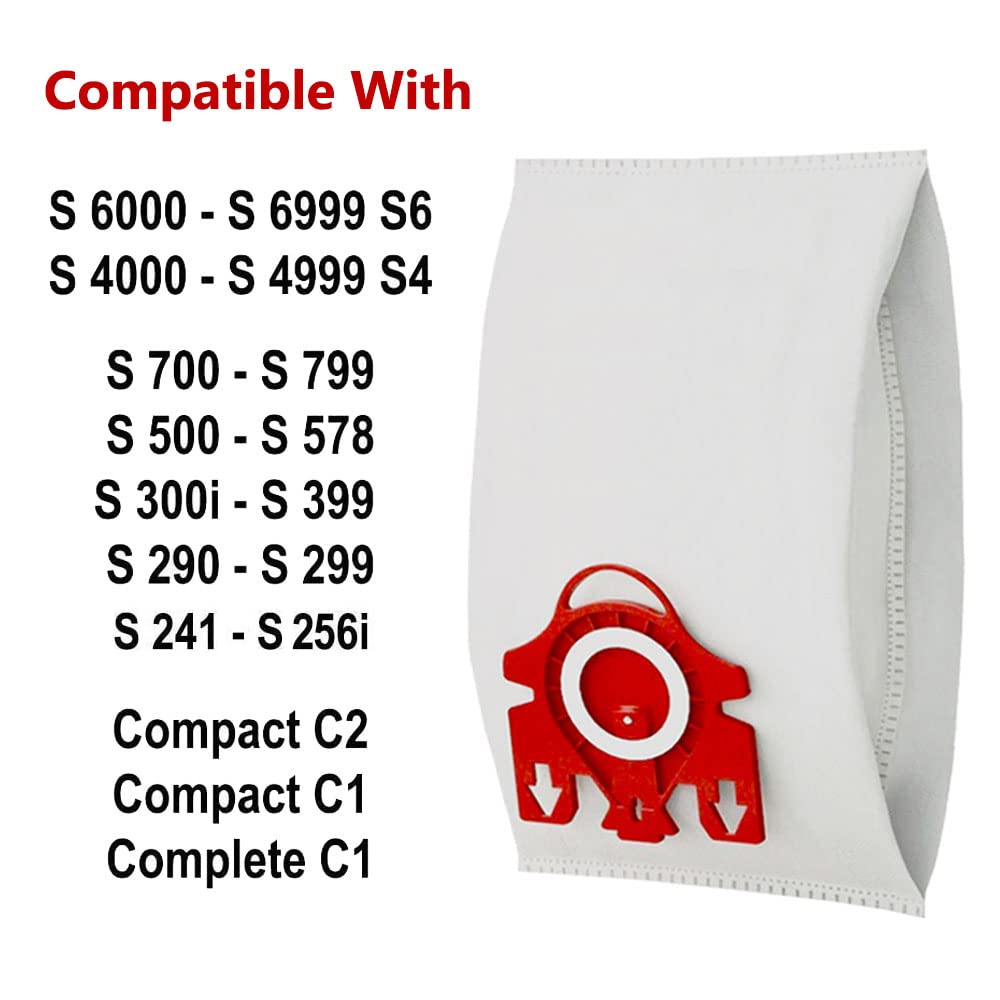 Vacuum Bags, 15Pcs Dust Bags AirClean 3D Efficiency Replacement Compatible with Miele FJM Vacuum Compact C2 Compact C1 Complete C1 S241 S290 S300i S500 S700 S4 S6 Series