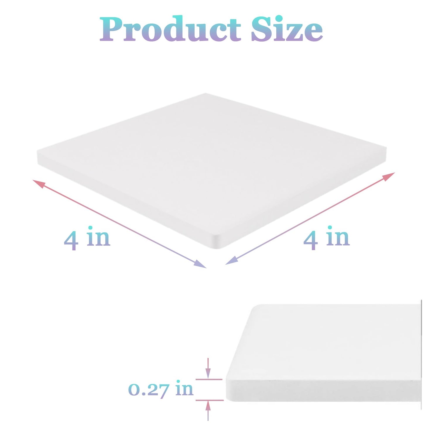 Zilphoba 10pcs 4''x4'' Ceramic Tiles for Crafts, Blank Ceramic Coaster for Craft, White Unglazed Tile with Cork Backing Pad for Painting, Alcohol Ink, Acrylic Pouring, DIY