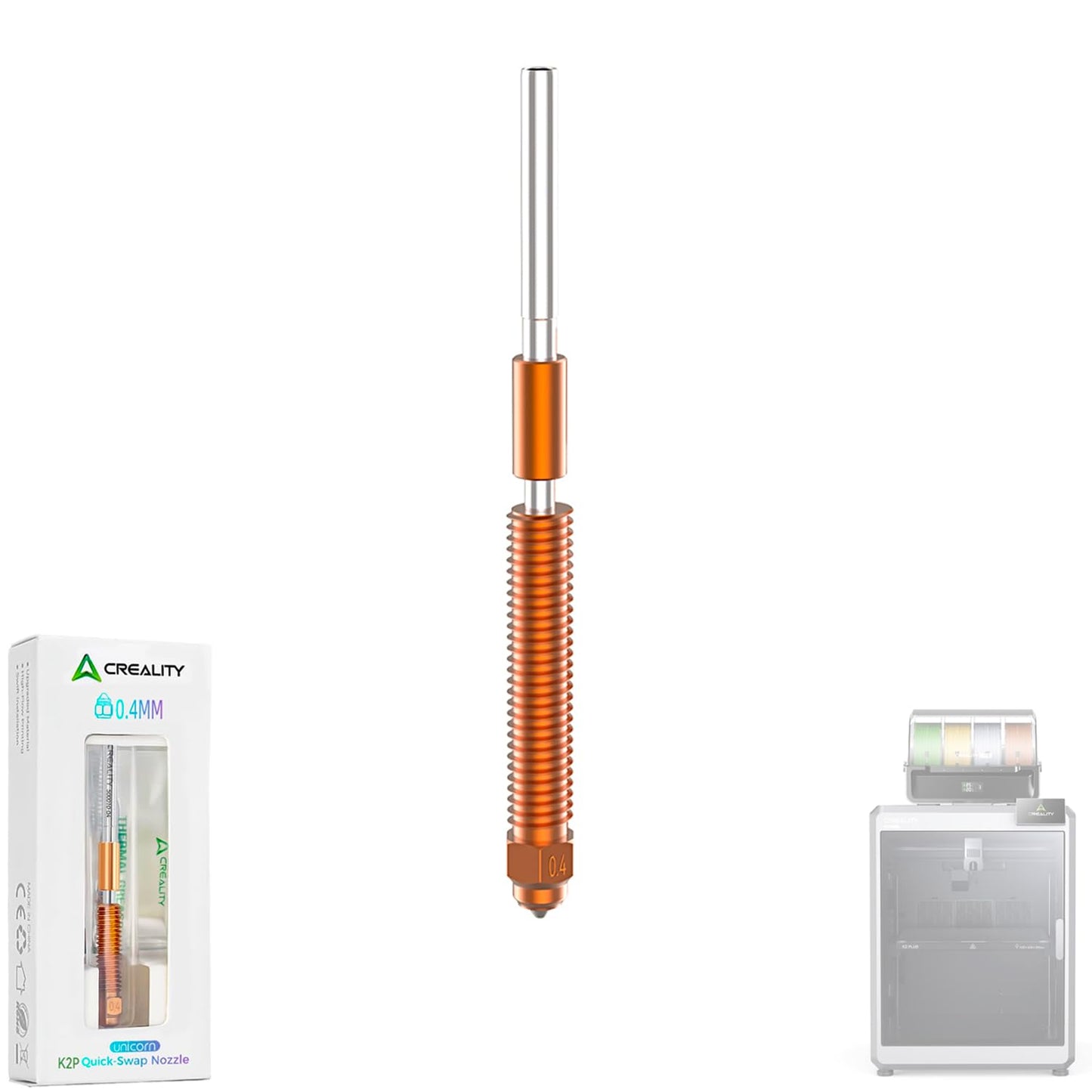 Creality K2 Plus/Creality Hi/K2 Unicorn Quick-Swap Nozzle 0.4mm with Thermal Grease for 3D Printer, Swift Installation, High-Flow Printing, Upgraded Material, Precision Craftsmanship