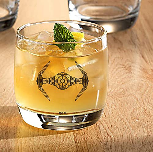 Star Wars Glass Set - X-Wing & TIE Fighter - Collectible Gift Set of 2 Glasses - 10 oz Capacity - Classic Design - Heavy Base