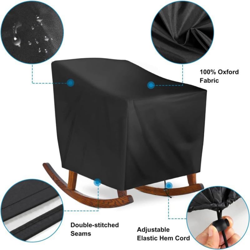 DECHOUS Outdoor Rocking Chair Cover Waterproof Heavy Duty Patio Chair Cover for Outdoor Patio Lawn Garden Furniture, 35.8x32.6x27.5 Inch