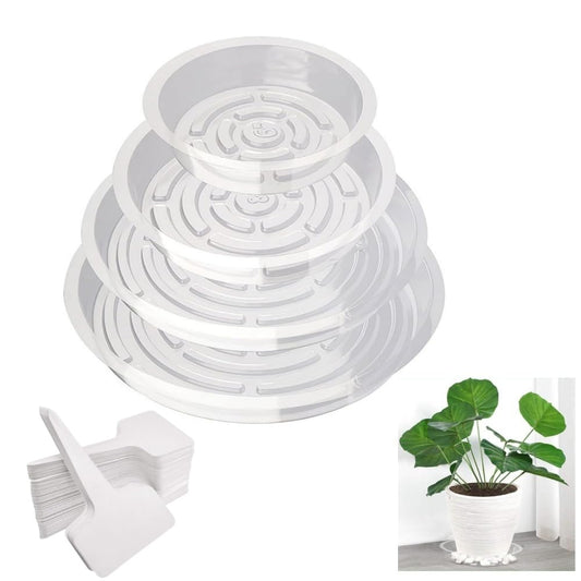 24 pcs Clear Plastic Plant Saucer Drip Trays,Large Plant Plate Dish 6, 8, 10, 12 Inches Pot Saucers Flower Pot Set, for Indoor Flower Pots and Planter