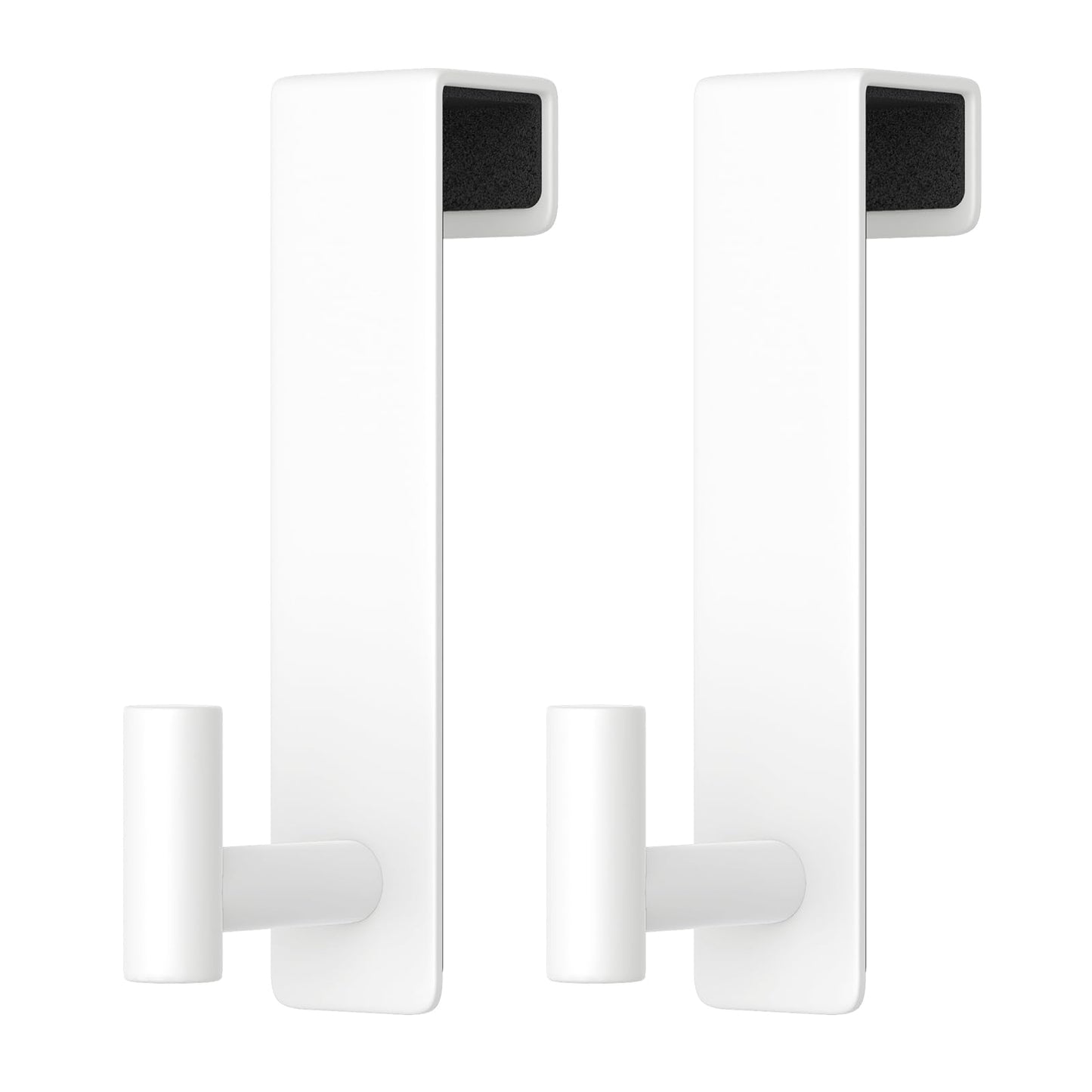 PMMASTO Over The Door Hooks 2-Pack, Rustproof Stainless Steel Door Hanger with Non-Slip Pads for Towels Coats Wreath Bathroom Kitchen Entryway Office (White, Fits 1-3/4" Thick Door-T Shape)