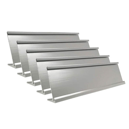 2" x 8" Aluminum Desk Name Plate Holder, Office Business Desk Sign Holder Desktop-5 Pack (Silver)