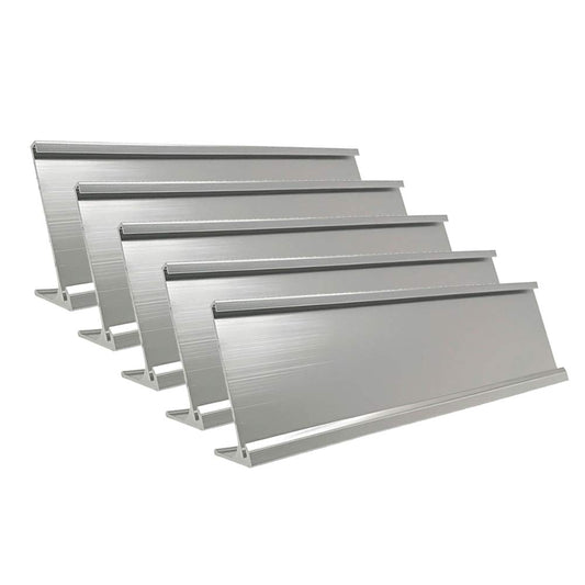 2" x 8" Aluminum Desk Name Plate Holder, Office Business Desk Sign Holder Desktop-5 Pack (Silver)