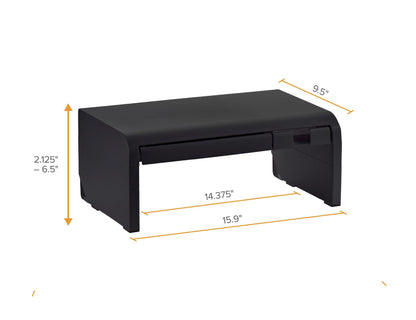 Bostitch Konnect Adjustable Monitor Riser with Drawer & Cell Phone Holder, Laptop Stand for Desk, 4 Height Levels, Cable Management & Rubber Feet