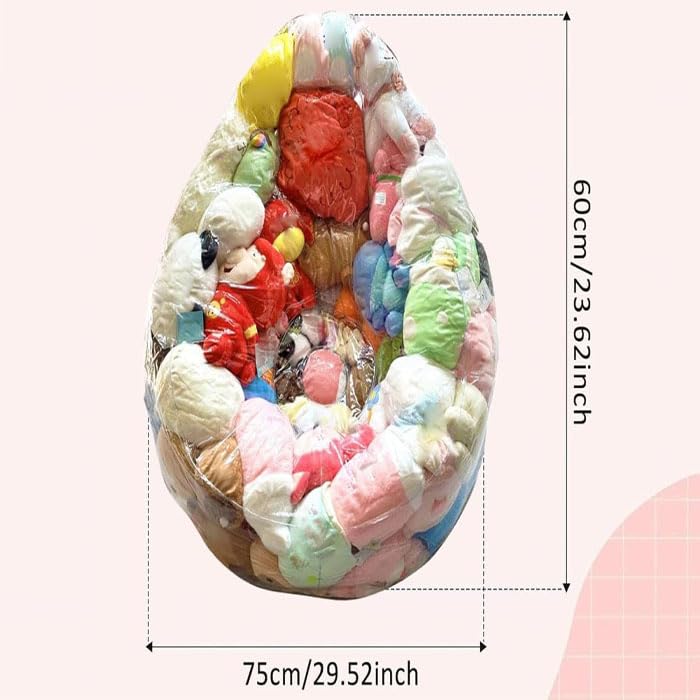 Quhoxdye Clear Extra Large 150L Bean Bag Chair Cover for Stuffed Animal Storage，organizing plush toysWaterproof Toy Organizer & Soft Plush Toys Holder Seat, (Chair Cover Only, No Filler Included)