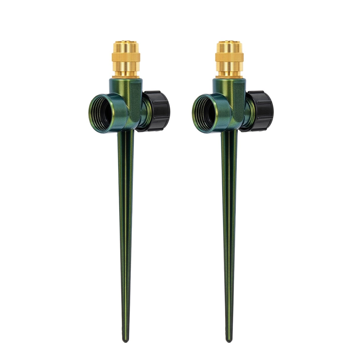 RESTMO 2 Pack Heavy-Duty Full-Metal Lawn Sprinkler for Yard with Durable Brass Nozzle, Premium Spike Base, 360° Large Area Coverage Lawn Sprinkler for Patio and Garden Irrigation