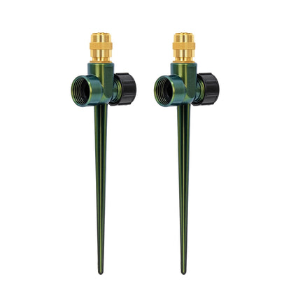 RESTMO 2 Pack Heavy-Duty Full-Metal Lawn Sprinkler for Yard with Durable Brass Nozzle, Premium Spike Base, 360° Large Area Coverage Lawn Sprinkler for Patio and Garden Irrigation