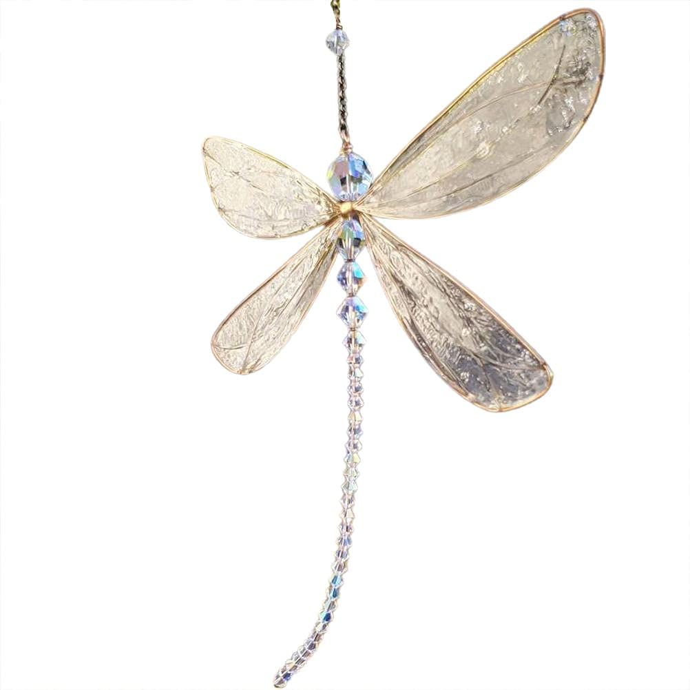 Prosperity Symbol Dragonfly Pendant Rainbow Maker Crystal Suncatcher for Garden Home Decor