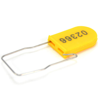 100 PCS Plastic Wire Padlocks, Numbered Plastic Padlocks Security Seals Electric Meter Seal Disposable Anti-Tamper Locks, Yellow