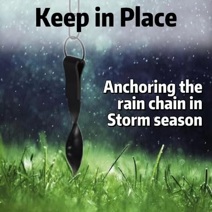 Rain Chain Anchor Stake for Copper Gutter Chains, 30'' Powder Coated Iron Downspout Chains Anchoring, Universal Fit Outside Rain Catcher System Accessories, Replacement for Basin and Barrel in Autumn.