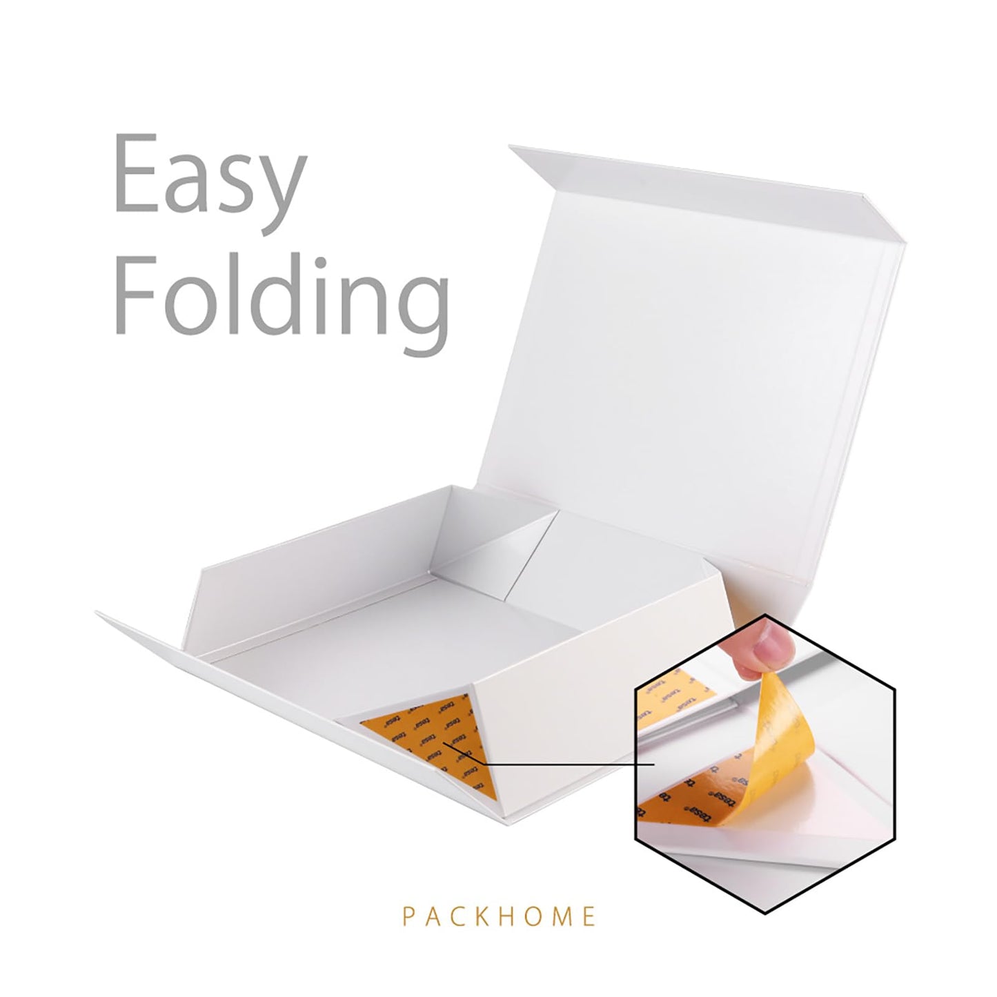 PACKHOME Gift Box 13x9.7x3.4 Inches, Large Gift Box with Lids, Sturdy Shirt Box with Magnetic Lid for Wrapping Gifts (Glossy Metallic White)