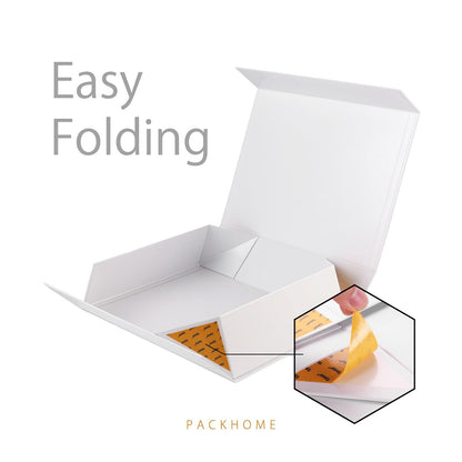 PACKHOME Gift Box 13x9.7x3.4 Inches, Large Gift Box with Lids, Sturdy Shirt Box with Magnetic Lid for Wrapping Gifts (Glossy Metallic White)