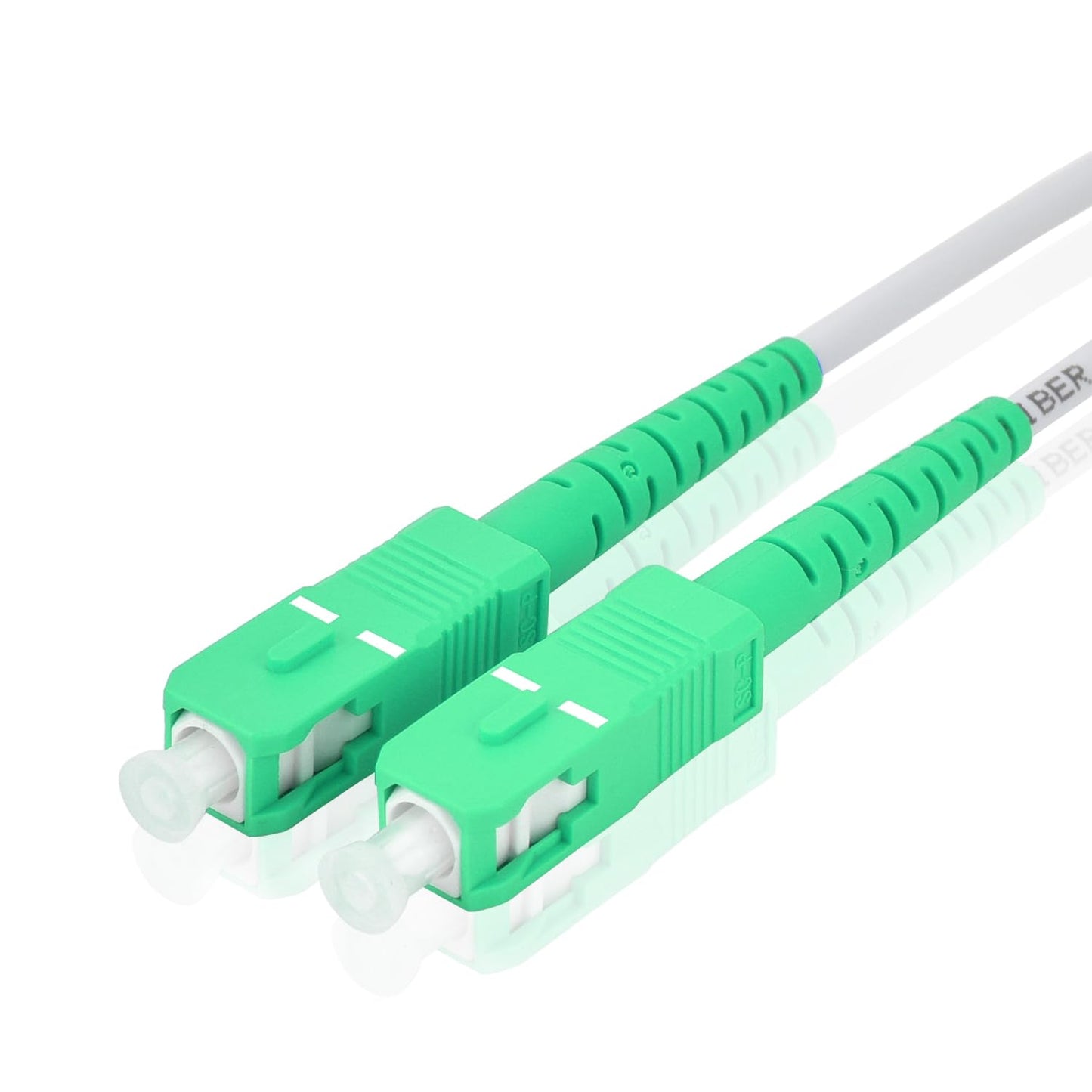 AutCreation Fiber Optic Internet Cable,Fiber Optic Patch Cable, Armored Fiber Optic Jumper Optical Patch Cord,Simplex OS1/OS2 9/125um,OD 3mm,LSZH (15M(49ft), White(SC/APC to SC/APC))
