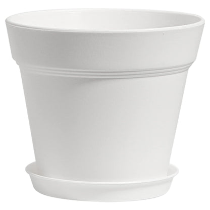 T4U 6.3 Inch Plant Pots 8 Pack, Planters with Drainage and Saucers for Gardening Enthusiasts, Indoor Outdoor Patio Decor for Snake Plants, Herbs, Aloe and Ivy(White)