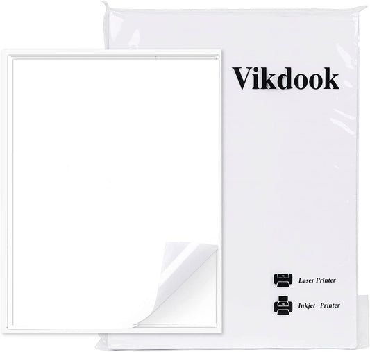 VIKDOOK Printable Vinyl Sticker Paper for Cricut Inkjet Printer Waterproof White Matte Vinyl Decal Paper for Cricut Sheet Size 8.5” X 11”