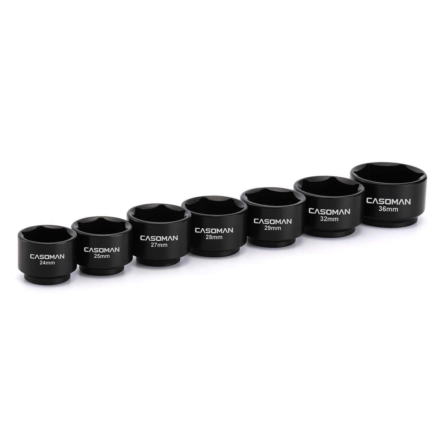 CASOMAN 7 Pieces 3/8" Drive Low Profile Oil Filter Socket Set, Oil Filter Cap Remover and Installer Tool Set, 6 Point, 24mm, 25mm, 27mm, 28mm, 29mm, 32mm, 36mm, CR-V