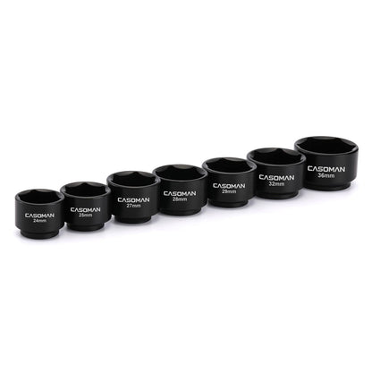 CASOMAN 7 Pieces 3/8" Drive Low Profile Oil Filter Socket Set, Oil Filter Cap Remover and Installer Tool Set, 6 Point, 24mm, 25mm, 27mm, 28mm, 29mm, 32mm, 36mm, CR-V