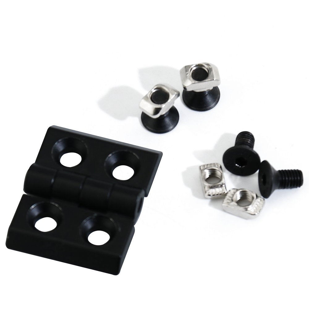 Boeray 2 Sets 2020 Aluminum Extrusion Profile Slot 6mm Door Handle and Frame Hinges Install Kit-4pcs Black Zinc Alloy Hinges, 2pcs Aluminum Handles,20pcs T-Nuts, 20pcs Hex Screws,2pcs Wrench