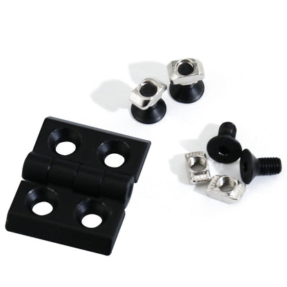 Boeray 2 Sets 2020 Aluminum Extrusion Profile Slot 6mm Door Handle and Frame Hinges Install Kit-4pcs Black Zinc Alloy Hinges, 2pcs Aluminum Handles,20pcs T-Nuts, 20pcs Hex Screws,2pcs Wrench