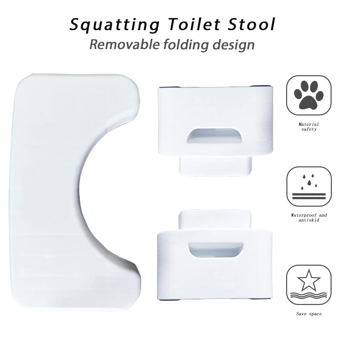 Bathroom Toilet Stool, Squatting Toilet Stool, Detachable Multi-Functional Seat Pan, Portable Step for Home Bathroom, Portable, Sturdy(White)