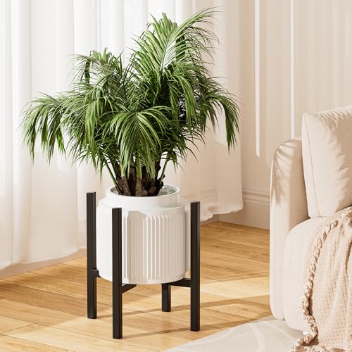 Adjustable Metal Plant Stand Outdoor & Indoor Fits for 8-14 inches Plant Pot Stand Mid Century Modern Planter Pot Holder Corner Plant Stands (black-1)