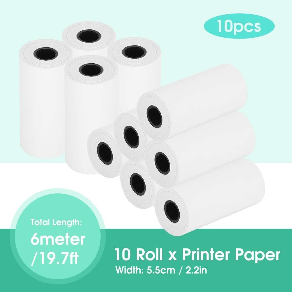 10 Rolls Thermal Paper for Portable Kids Instant Print Camera, 2.2inch x 19.7ft